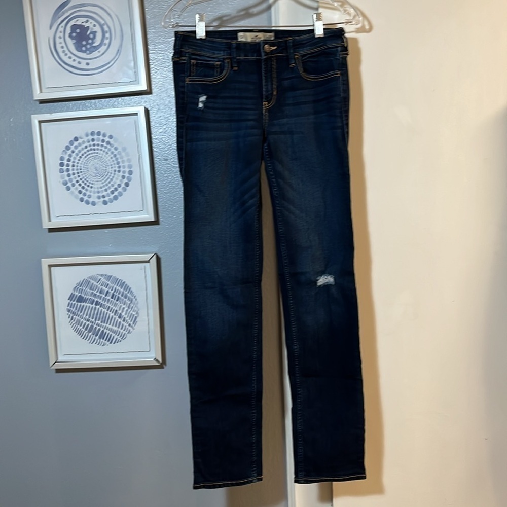 Hollister Women’s Distressed Dark Wash Skinny Jeans Junior Size 27 - Picture 1 of 5